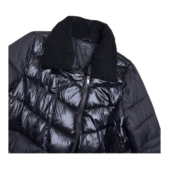 ANDREW MARC Luxury Designer Black Winter Puffer Parka Jacket Coat Womens XL - Picture 4 of 5